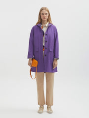 Jas Paars-Hooded Trenchcoat