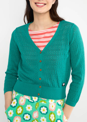 Vest Petrol-Sweet Petite Cardigan (Gots Organic)