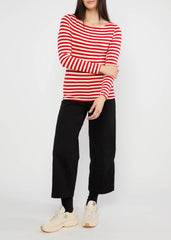 T-Shirt Rood/Wit Streep-lange mouw