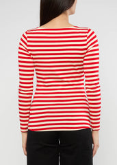 T-Shirt Rood/Wit Streep-lange mouw