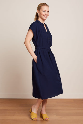 Jurk Blauw-Amy Dress Tortoise (EcoVero)