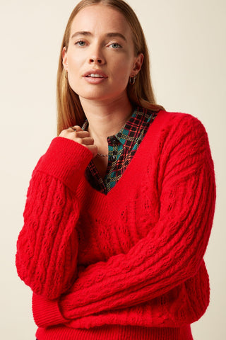 Trui Rood-Leon Mauve V Top