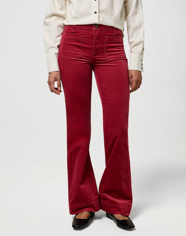 Broek Rood-Trousers Corduroy Flare Earth Red