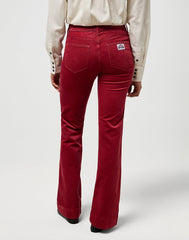 Broek Rood-Trousers Corduroy Flare Earth Red