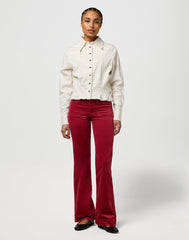 Broek Rood-Trousers Corduroy Flare Earth Red