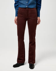Broek Paars-Trousers Corduroy Flare Mahogany