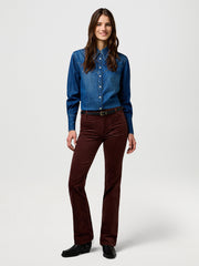 Broek Paars-Trousers Corduroy Flare Mahogany