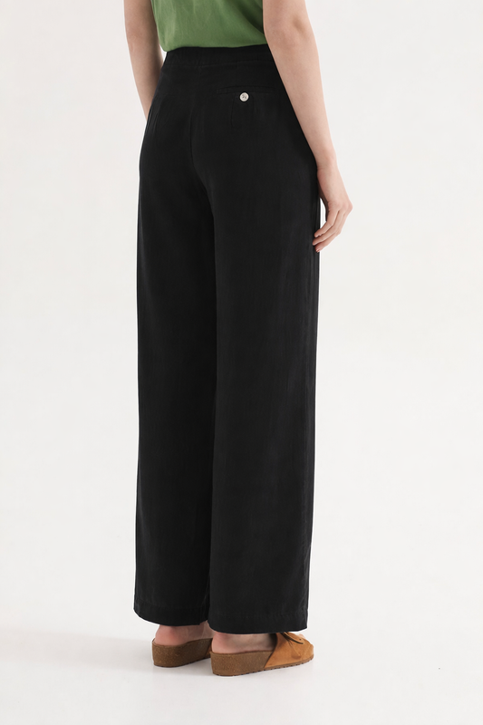 Broek Zwart-Overdyed Tencel Trousers