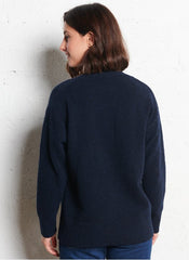 Trui Blauw-Lambswool Sweater With Buttons