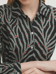 Bloes Zebra-Zebra Print Basic Shirt