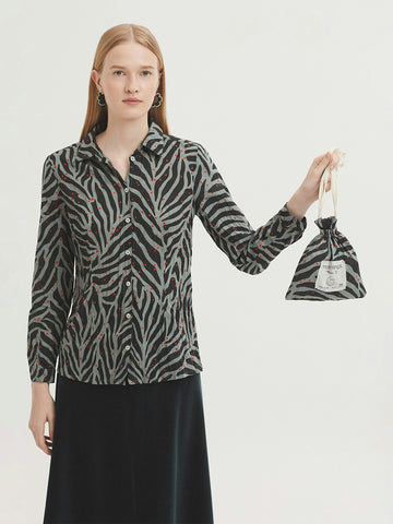 Bloes Zebra-Zebra Print Basic Shirt
