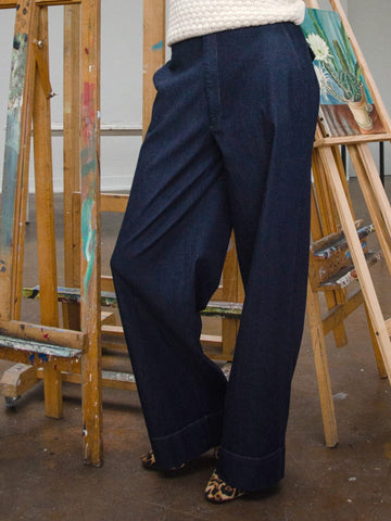 Jeans Blauw-Easy Flow Trousers (Gots Organic)