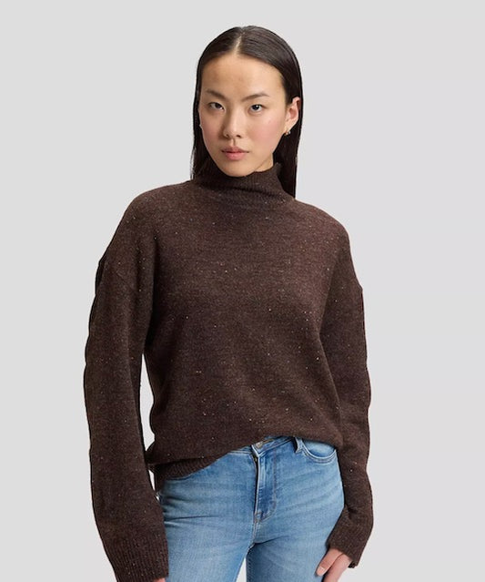 Trui Bruin-High Neck Pullover