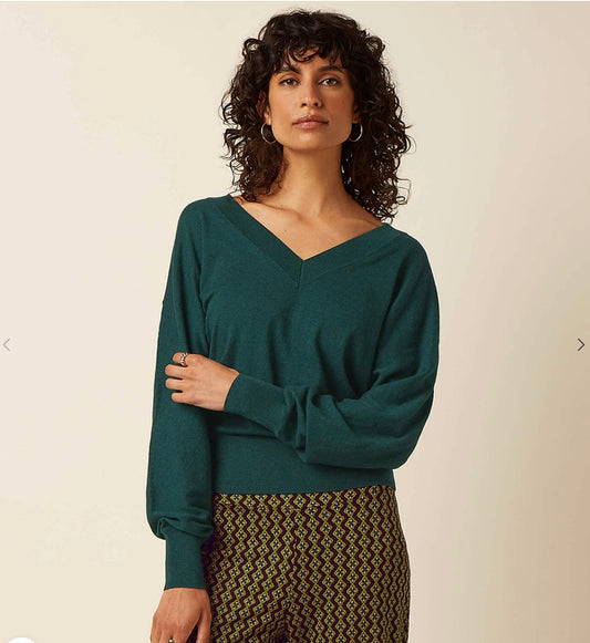 Trui Groen-Mauve Cocoon Top