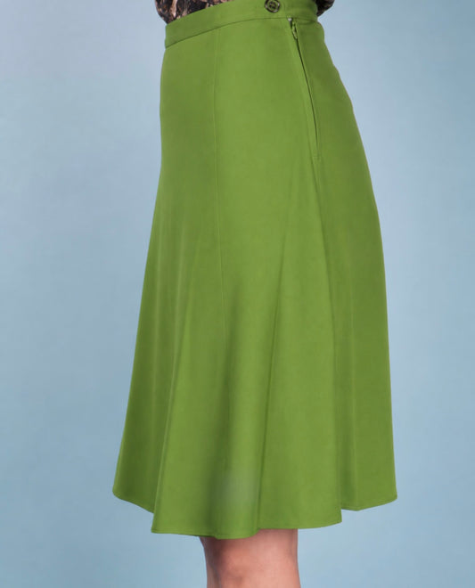Rok Groen-A Line Skirt Olive Punty (Fairtrade)