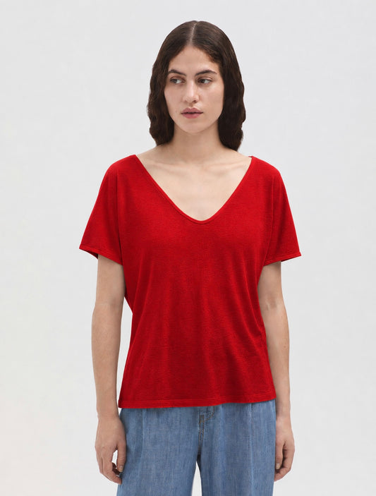 Top Rood-Linen Reversible Shirt
