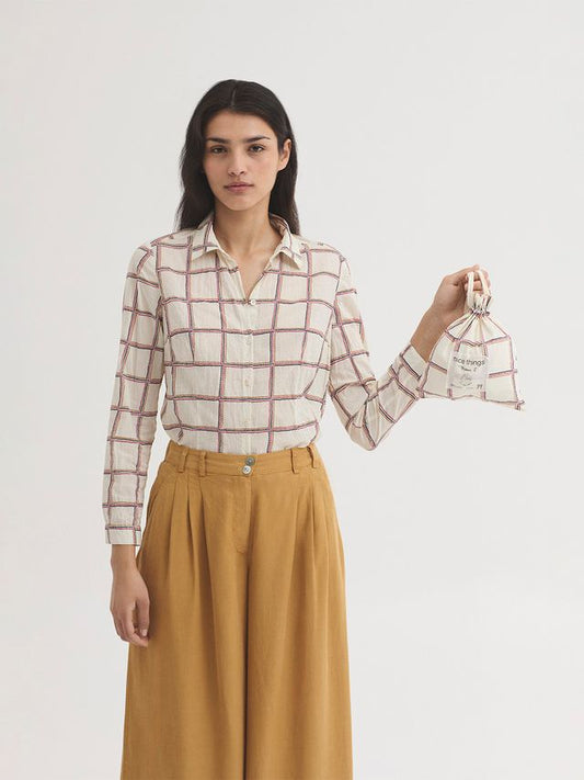 Bloes Print-Dotted Checked Basic Shirt