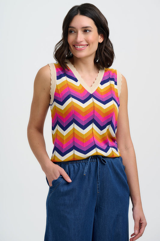 Top Zigzag-Rosy Knit Vest