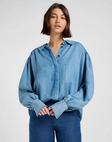 Bloes Denim-Statement Collar Shirt