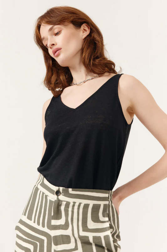 Tanktop Linnen v-hals-Top Olviane