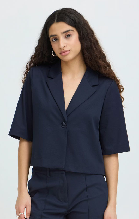 Colbert Blauw-Kate Cropped Blazer