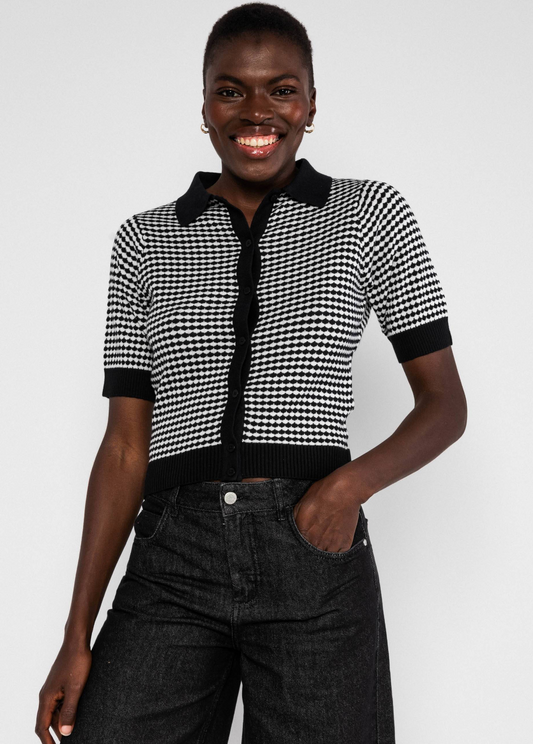Vest Print-Petite Poloette Top (Gots Organic)
