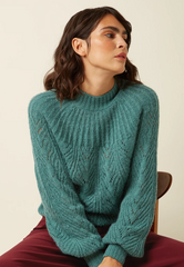 Trui Turquoise-Joanie Raglan Top Orcia