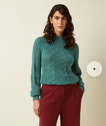 Trui Turquoise-Joanie Raglan Top Orcia