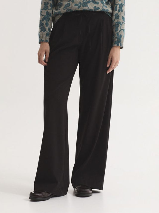 Broek Zwart-Fluid Pleated Trousers