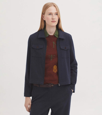 Jas Ruit-Window Check Zipper Jacket