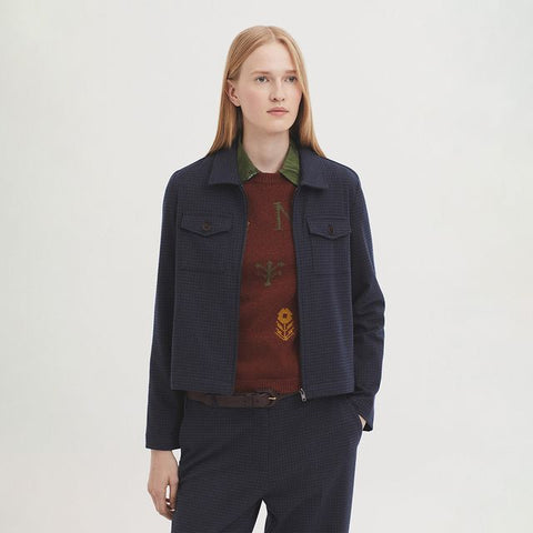 Jas Ruit-Window Check Zipper Jacket