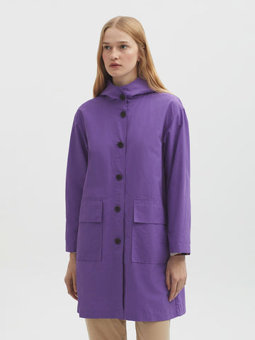 Jas Paars-Hooded Trenchcoat