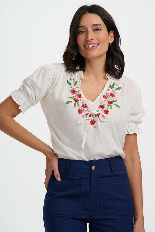 Bloes Wit-Angelique Shirred Top
